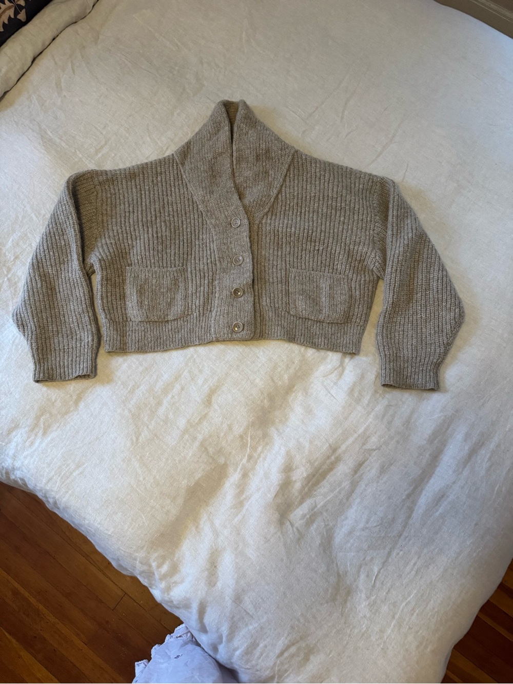 OZMA Ribbed Shawl Collar Button Cardigan - Brush - Picture 4 of 5